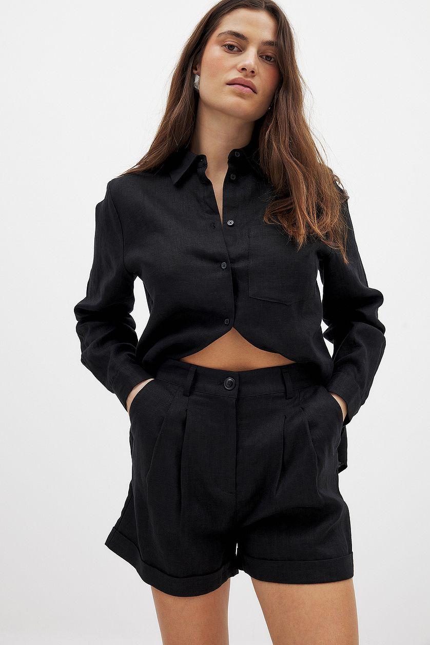 Linen Folded Shorts Product Image