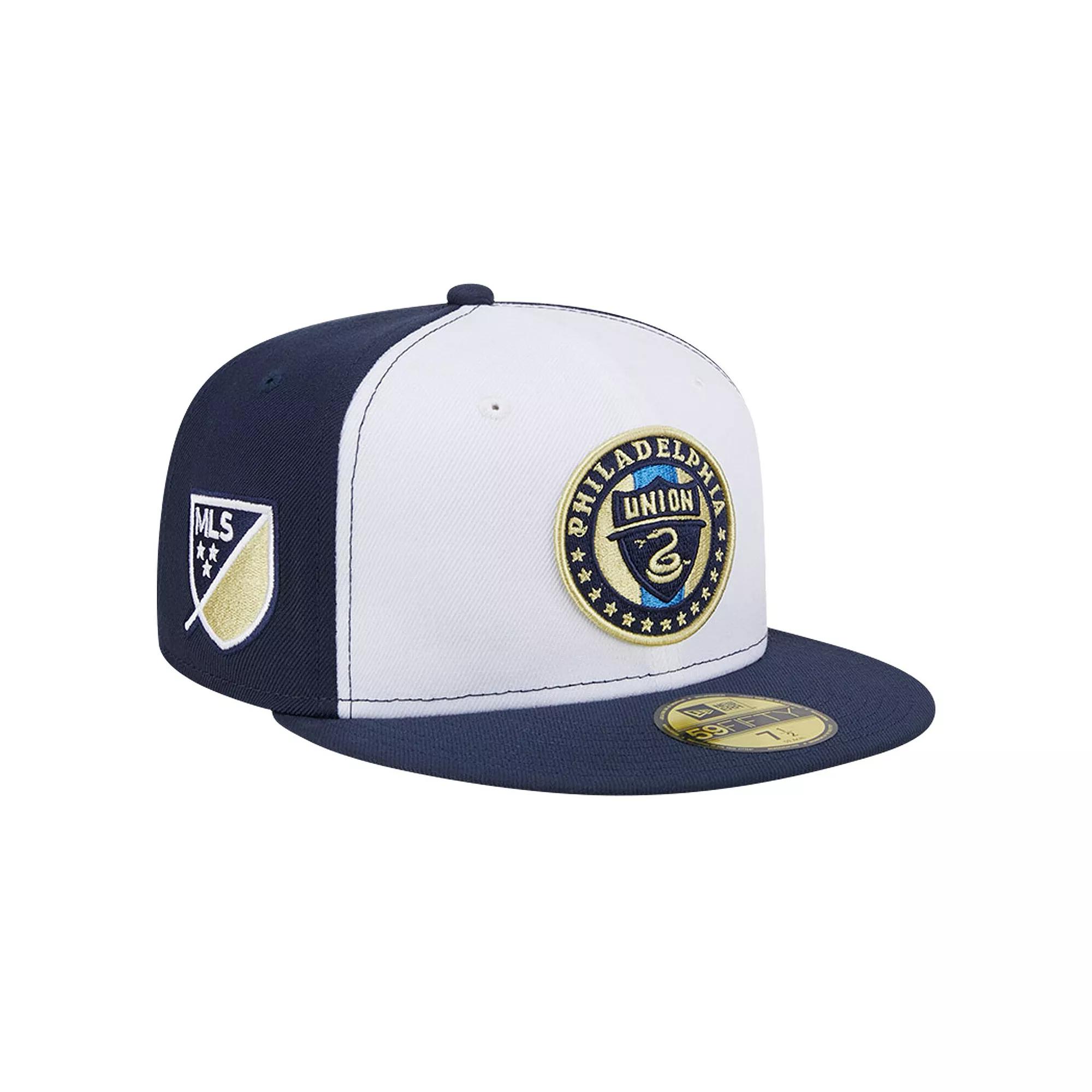 Men's New Era White/Navy Philadelphia Union 2024 Kick Off Collection 59FIFTY Fitted Hat,  Product Image
