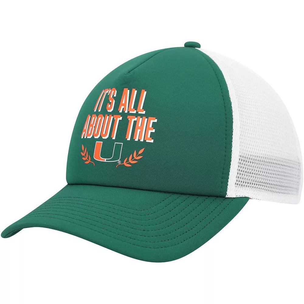 Men's adidas Green Miami Hurricanes Phrase Foam Front Trucker Adjustable Hat Product Image