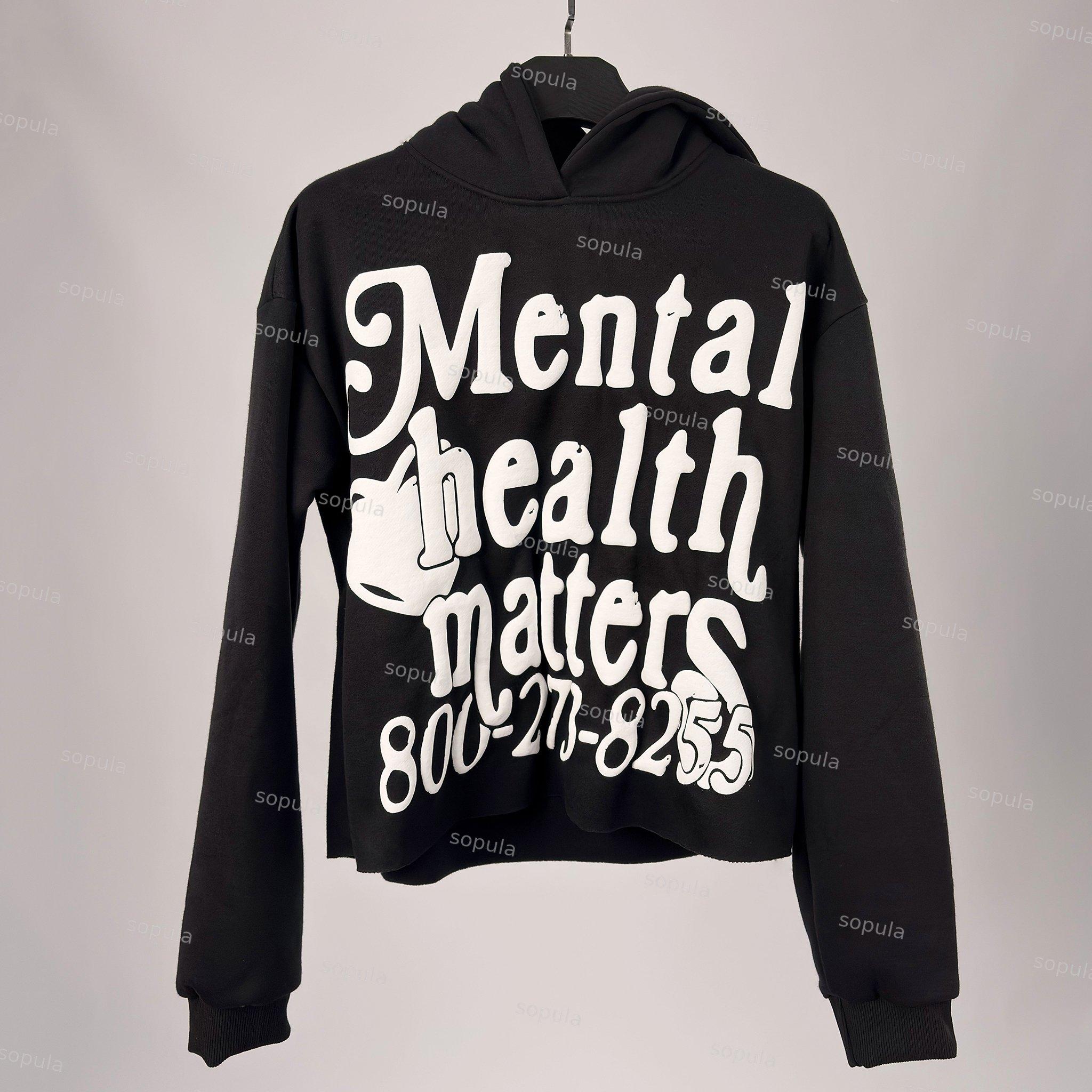 Sopula Puff Print Mental Health Matters Cropped Hoodie Product Image