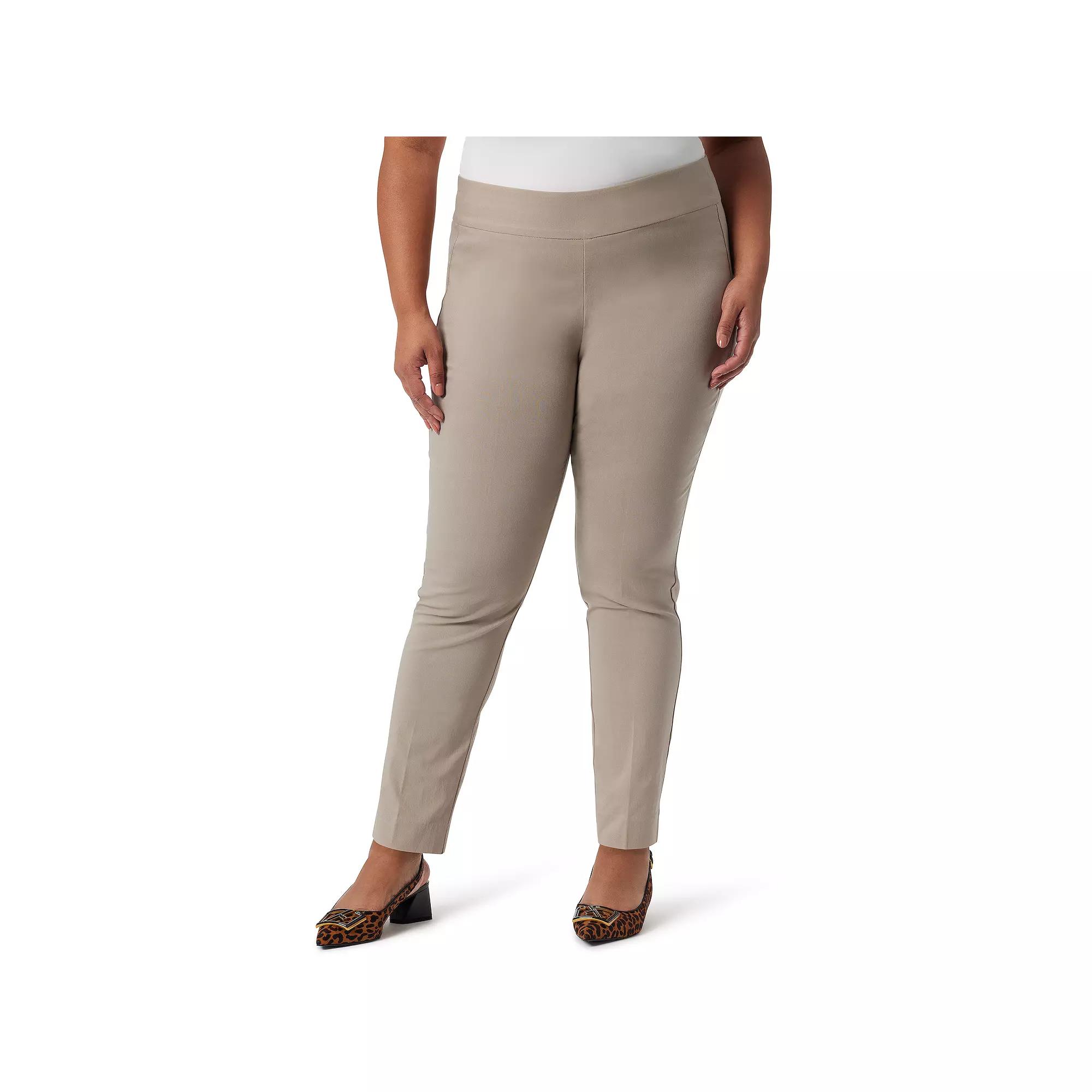Plus Size Gloria Vanderbilt Pull-On Trouser Pants, Womens Grey Grey Product Image
