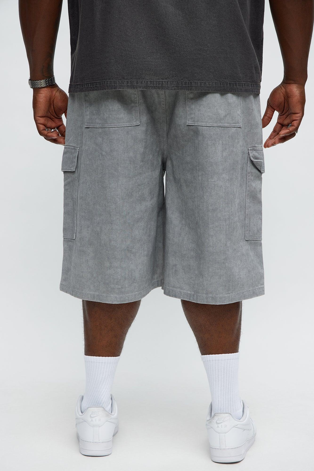Long Cargo Relaxed Shorts - Grey Male Product Image