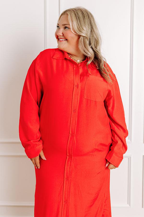 Chic Vibes Button Down Midi Dress Curves Product Image