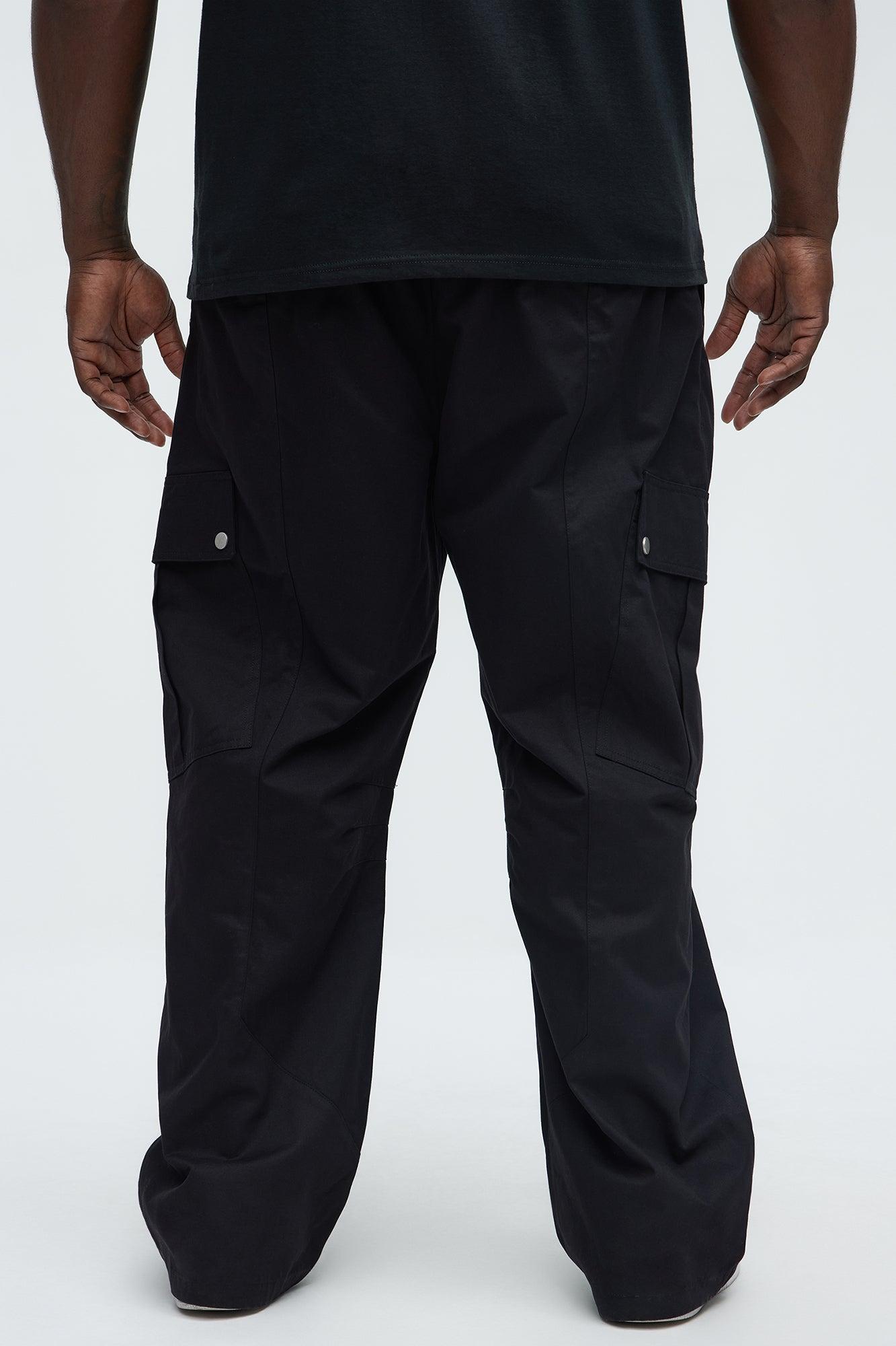 Carl Paneled Baggy Cargo Pants - Black Product Image