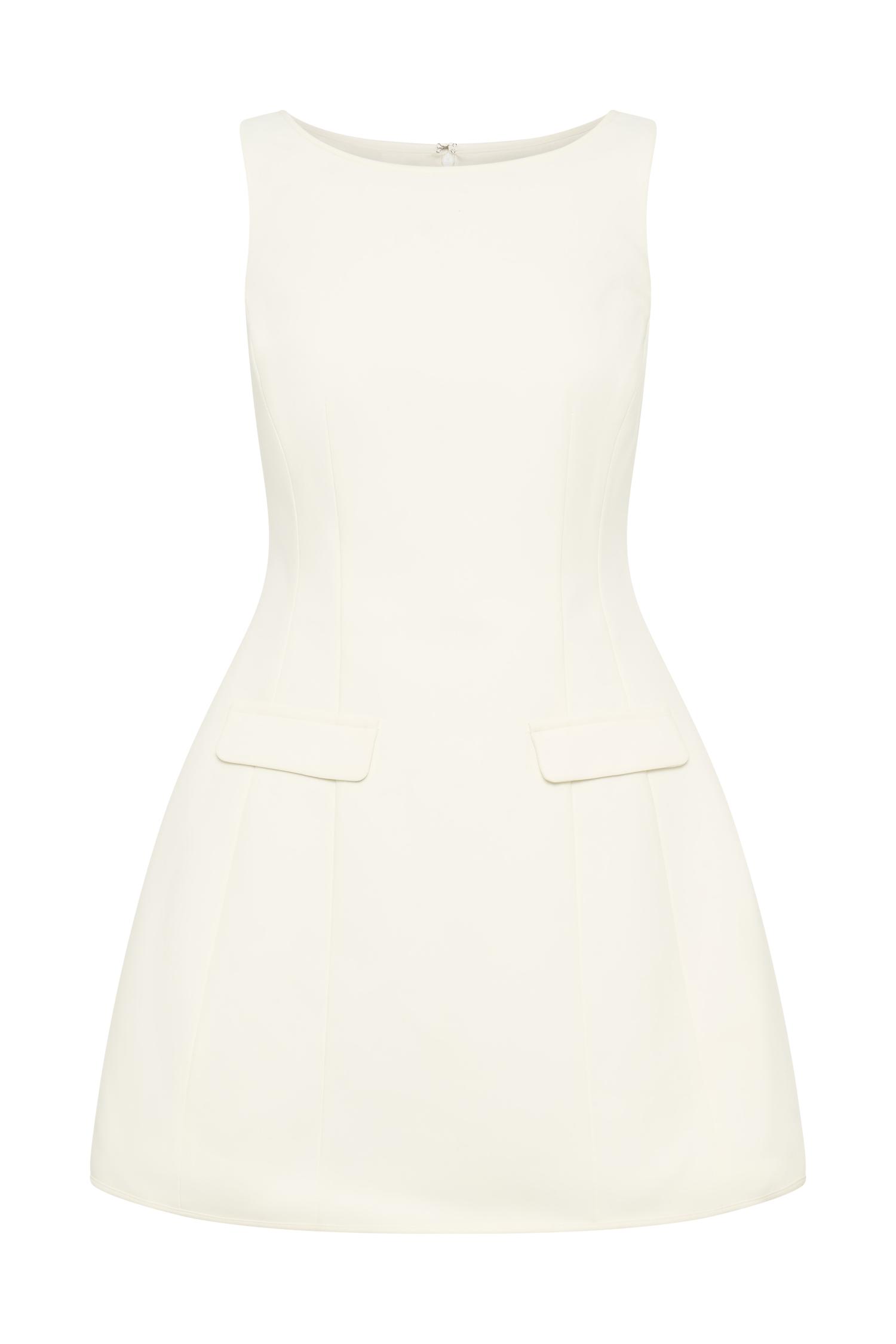 Evanna Sleeveless Suiting Mini Dress - Ivory Product Image