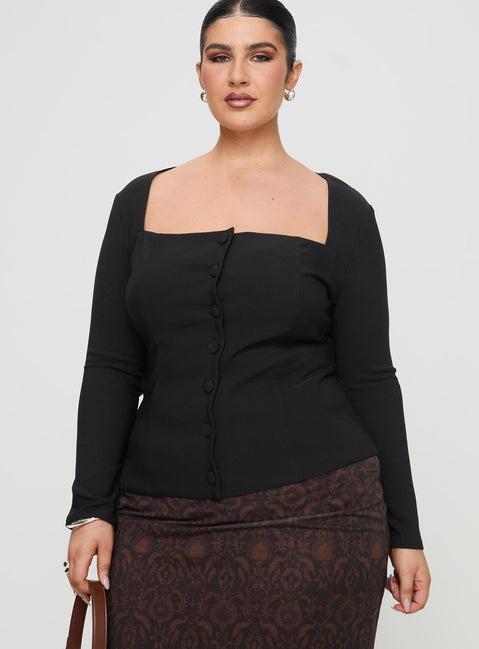 Gaskin Long Sleeve Top Black Curve Product Image