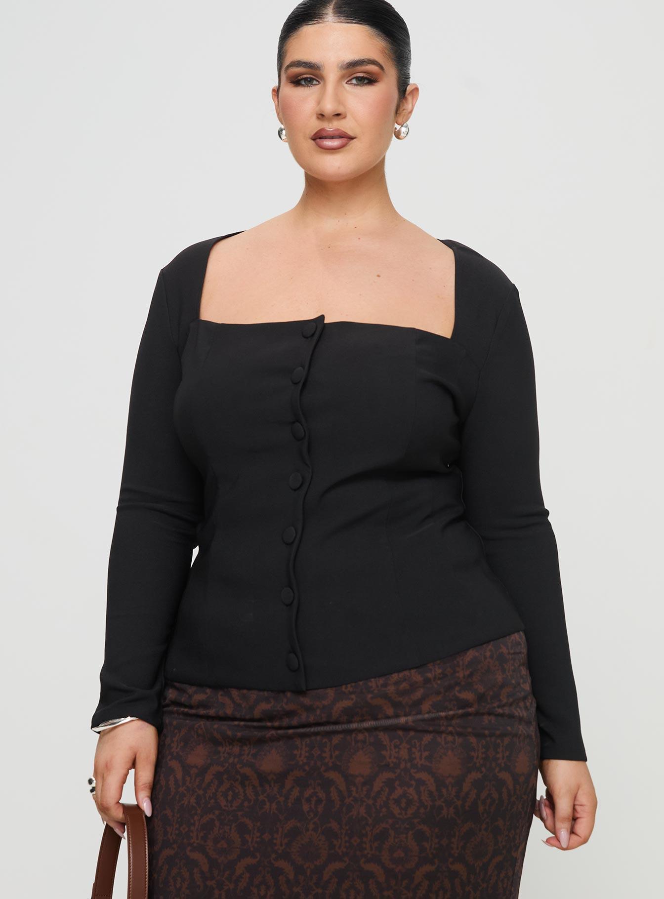 Gaskin Long Sleeve Top Black Curve Product Image
