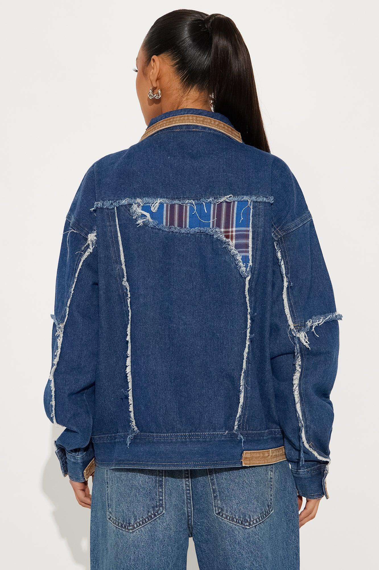 Tory Distressed Fray Denim Jacket - Medium Wash Product Image