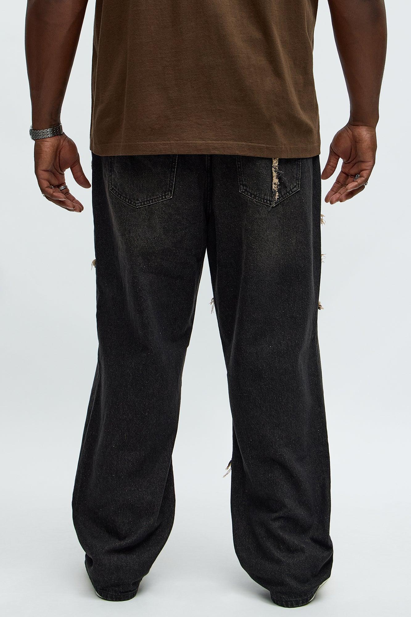 What The Fray Straight Jeans - Black Wash Male Product Image