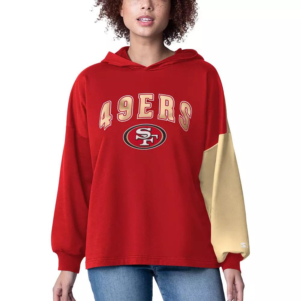 Women's Starter Scarlet San Francisco 49ers Power Move Long Sleeve Pullover Hoodie,  Product Image