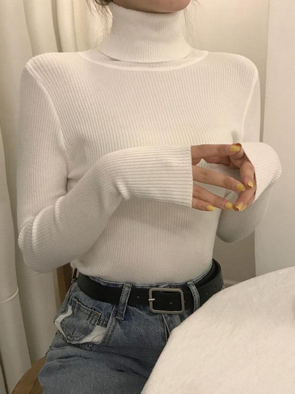 High Neck Jumper Knit Top Product Image