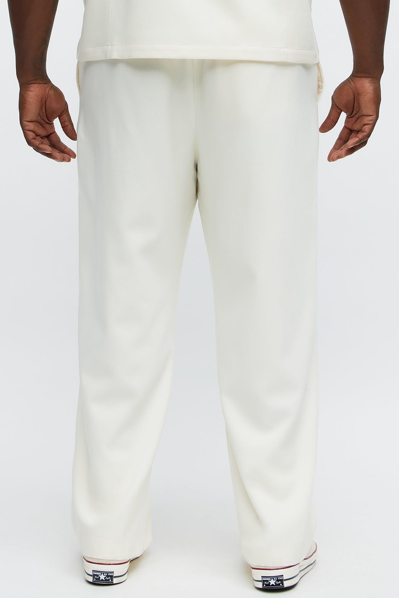 Ronan High Waisted Pleated Trousers - Cream Male Product Image