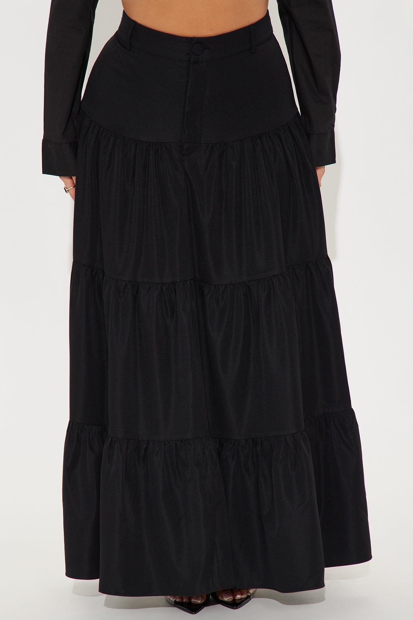 Marina Tiered Maxi Skirt - Black Product Image
