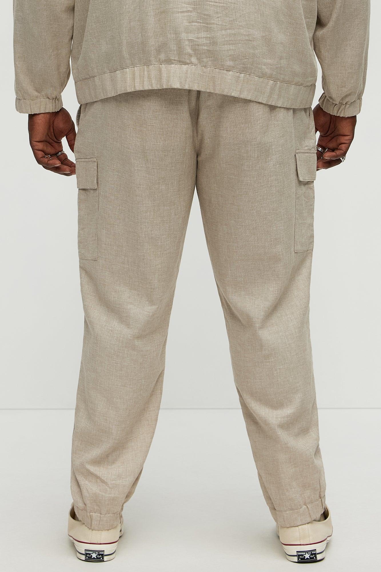 Slim Bahamas Linen Cargo Jogger - Stone Product Image