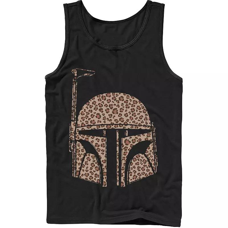Men's Star Wars Boba Fett Helmet Cheetah Print Fill Tank Top,  Product Image