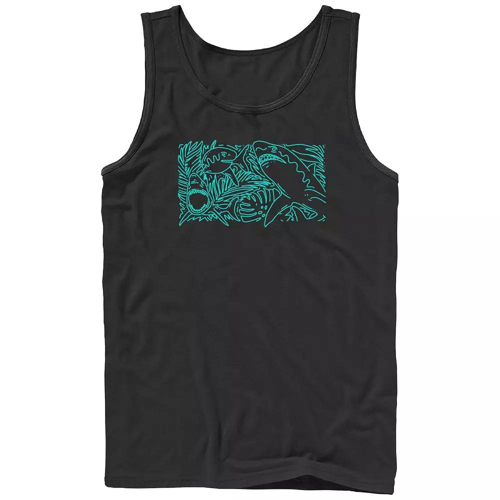 Men's Tropical Shark Graphic Tank,  Product Image