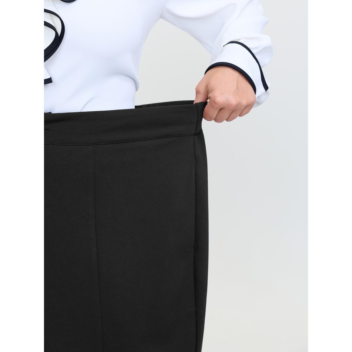 Plus Size Elastic Back Waistband Pants Women Black Office Jogger Mid Rise Office Pants BloomChic 14-16/1X Product Image