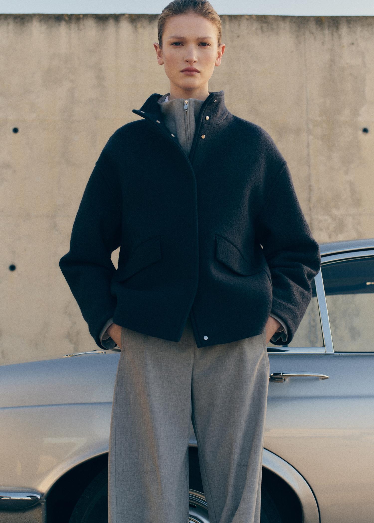 Turtleneck wool jacket - Women | MANGO USA Product Image