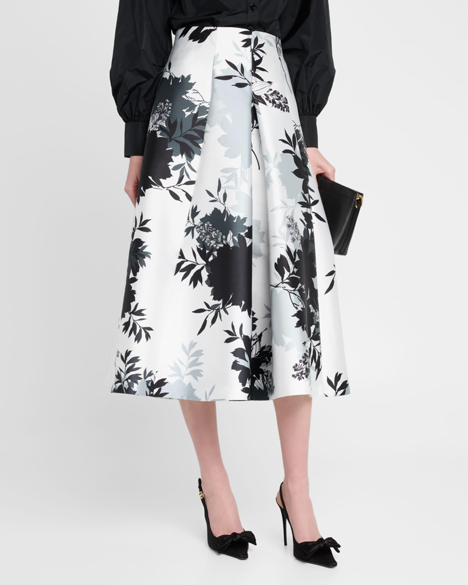Floral Print Pleated Midi Skirt Product Image