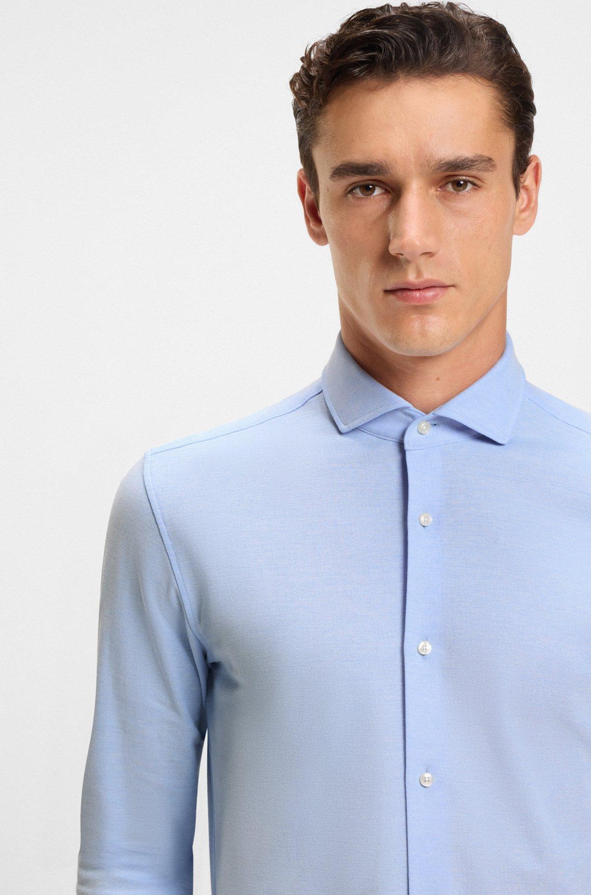 Slim-fit shirt in cotton-piqué jersey Product Image