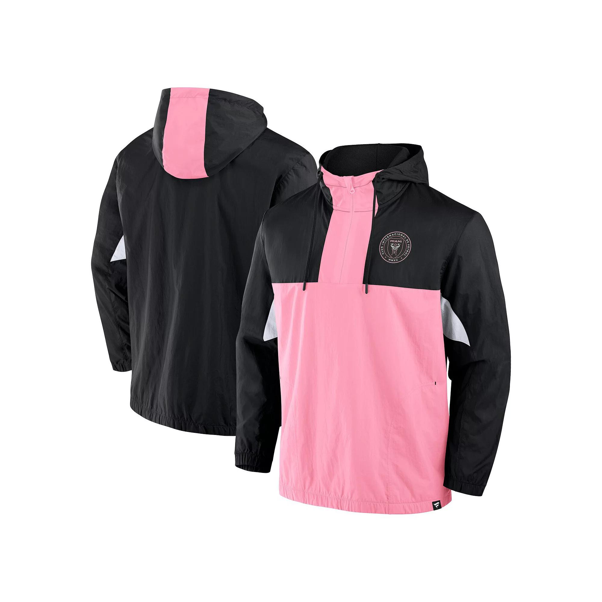 Men's Fanatics Black Inter Miami CF Free Kick Woven Quarter-Zip Hoodie Jacket, Size: Medium, Mls Black Product Image