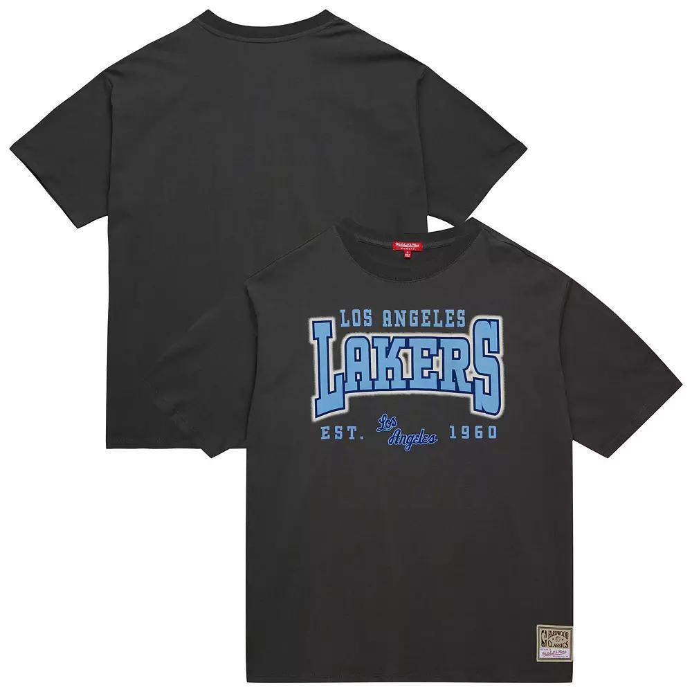 Women's Mitchell & Ness Gray Los Angeles Lakers Hardwood Classics Oversized Boyfriend T-Shirt, Size: Small, Grey Product Image