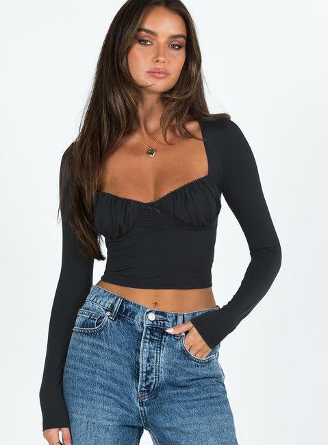 Candyce Long Sleeve Top Black Product Image