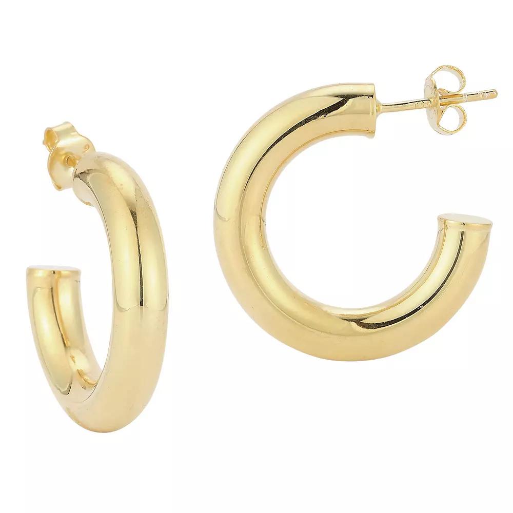Sunkissed Sterling 5 mm Tube Hoop Earrings, Women's, Yellow Gold Tone Product Image