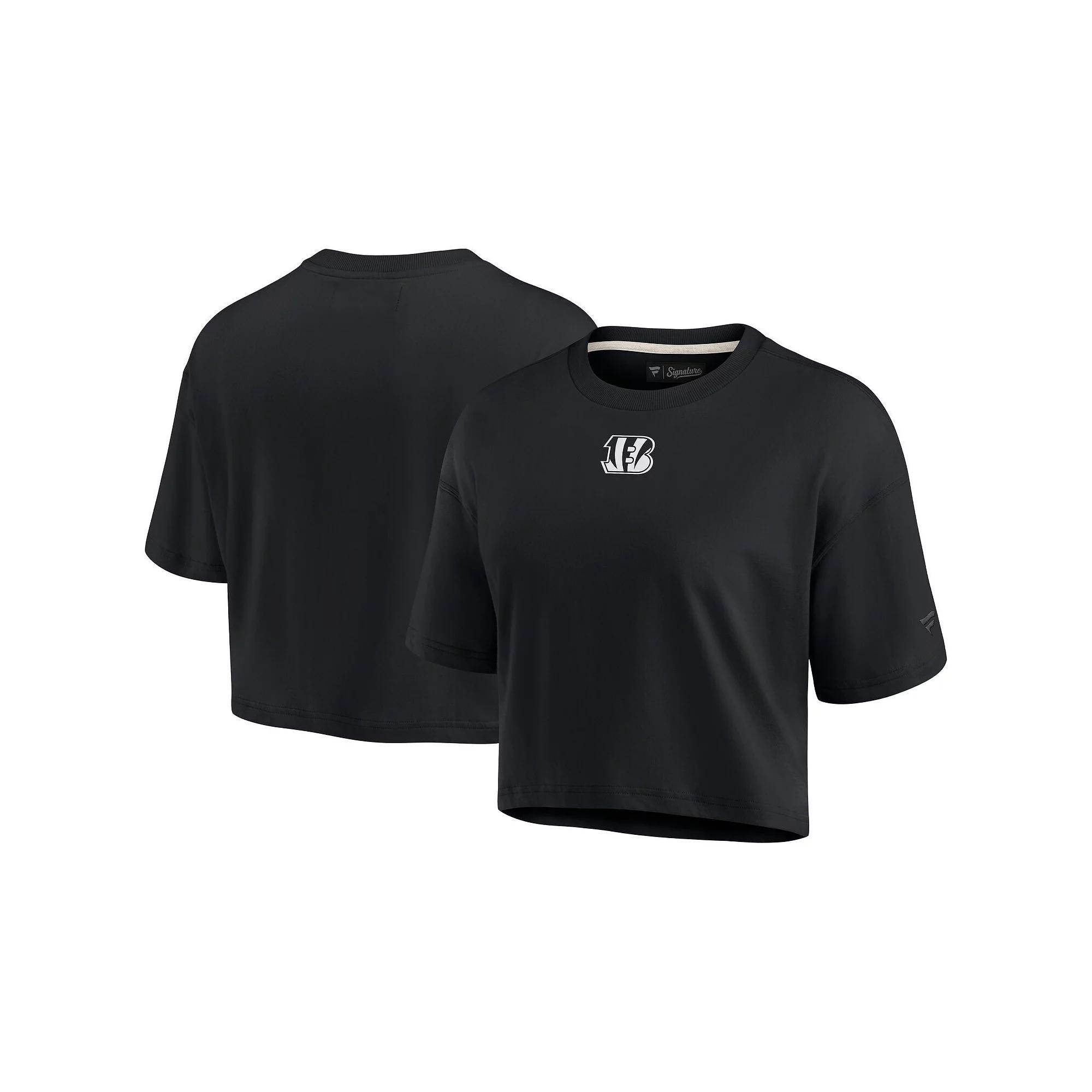 Women's Fanatics Signature Black Cincinnati Bengals Super Soft Short Sleeve Cropped T-Shirt,  Product Image