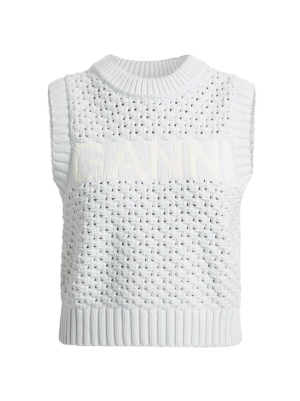 Womens Textured Cotton Pointelle Vest Product Image
