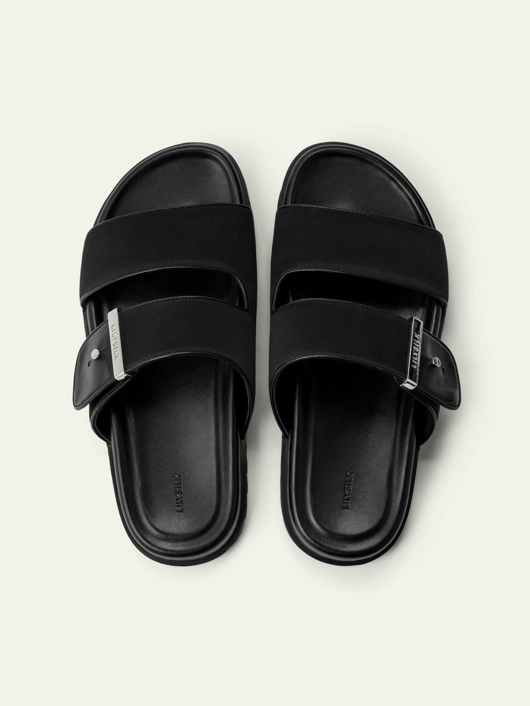 Silk Charmeuse Double-Strap Flat Sandals Product Image