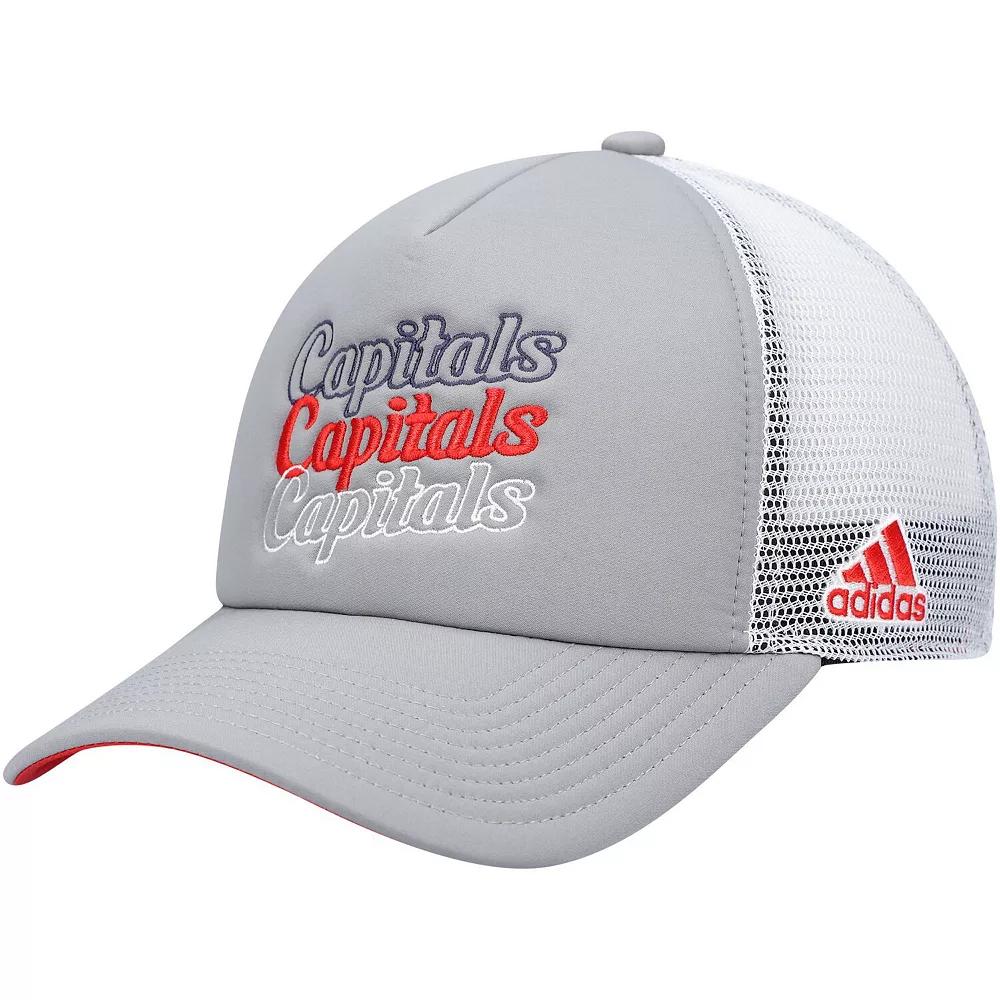 Women's adidas Gray/White Washington Capitals Foam Trucker Snapback Hat, Grey Product Image