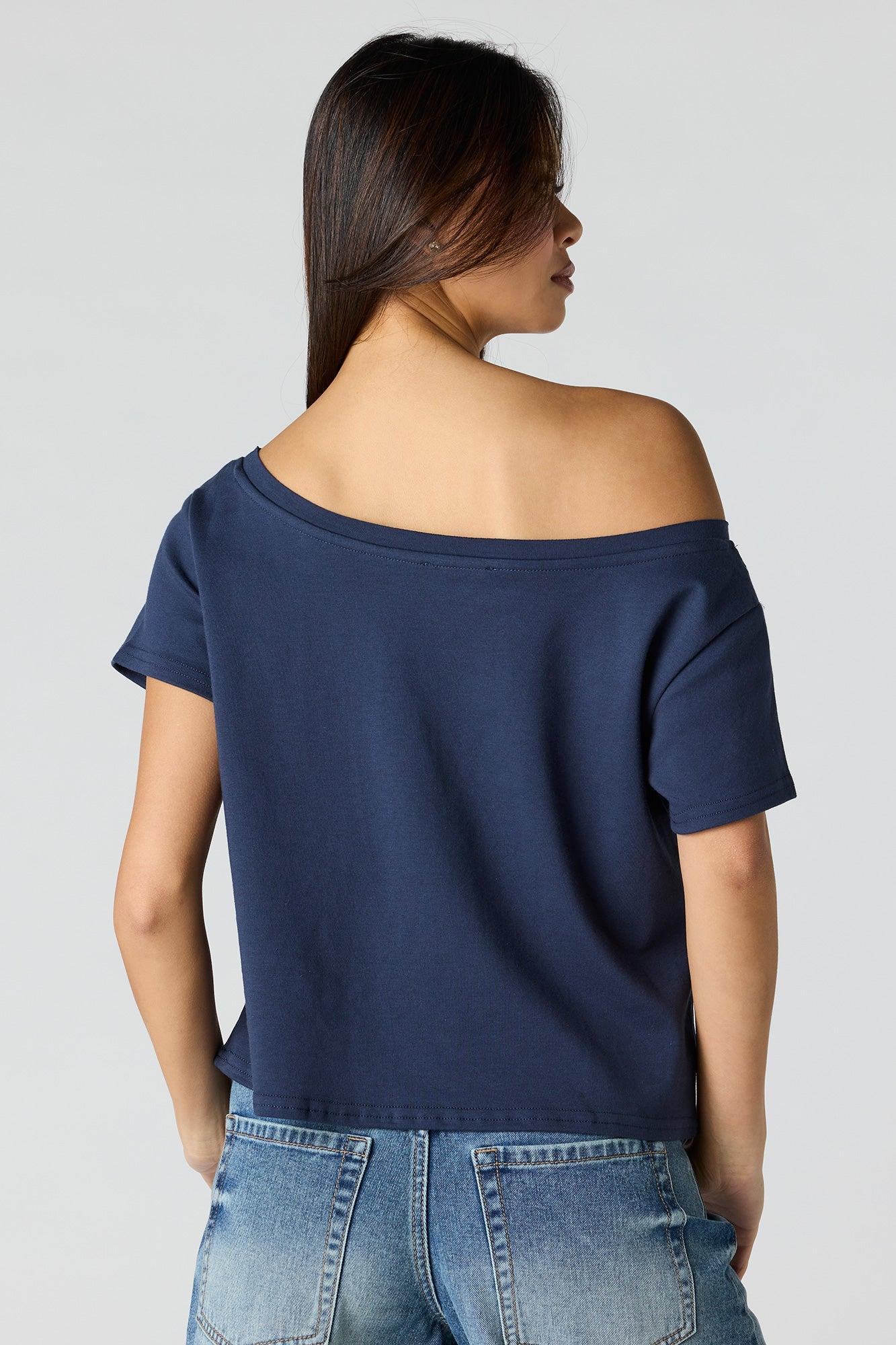 Luxe Heavy Cotton Off-Shoulder T-Shirt Female Product Image