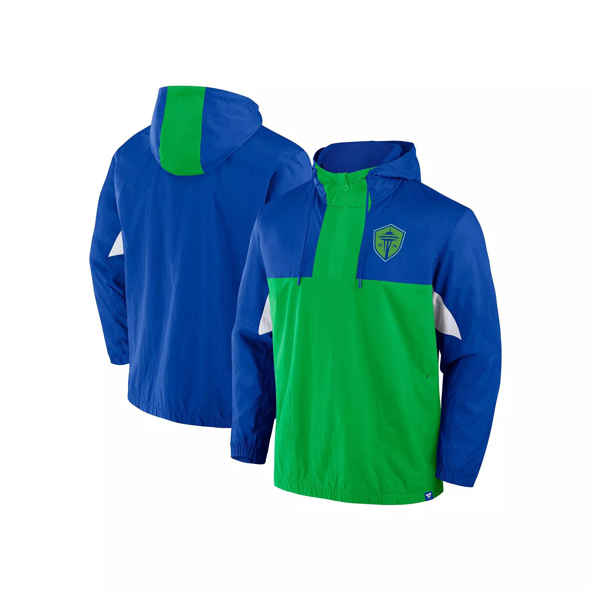 Men's Fanatics Royal Seattle Sounders FC Free Kick Woven Quarter-Zip Hoodie Jacket,  Product Image