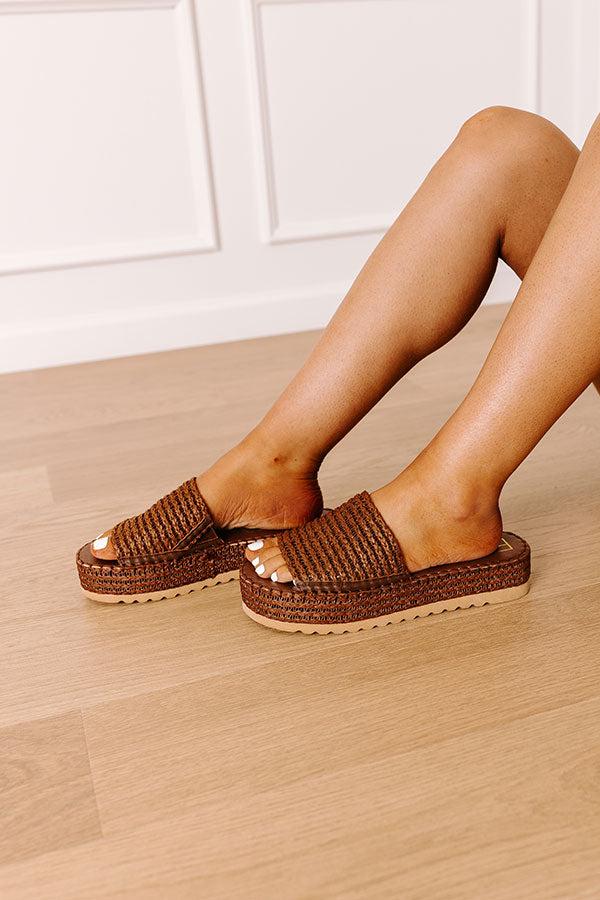 Del Mar Raffia Woven Platform Sandal in Chocolate Product Image