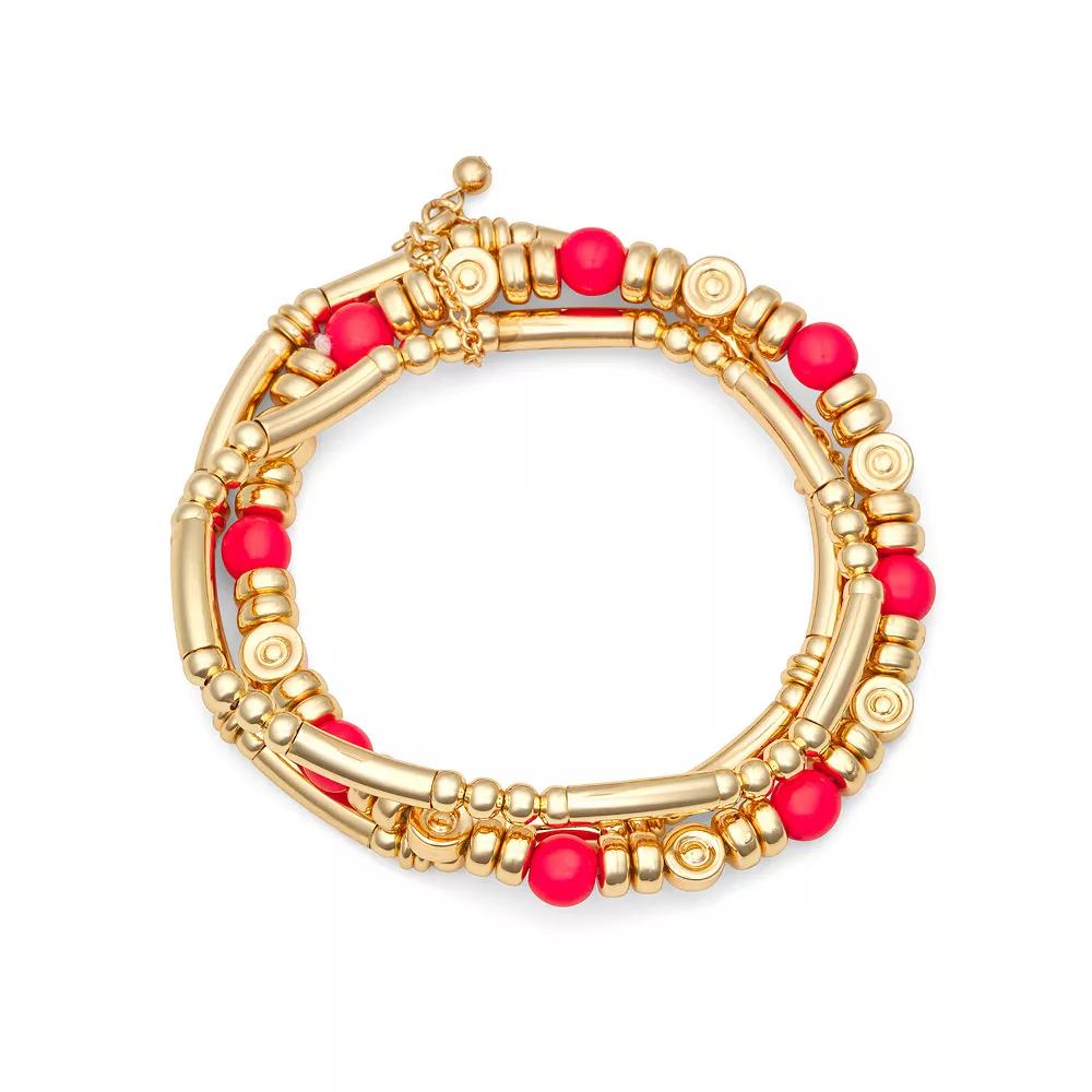Napier Gold Tone Tangerine Triple Layered Bracelet, Women's, Orange Product Image