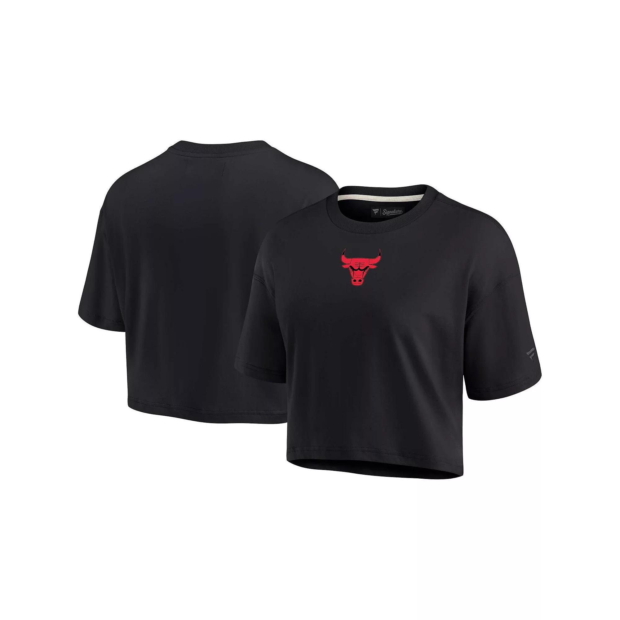 Women's Fanatics Signature Black Chicago Bulls Super Soft Boxy Cropped T-Shirt,  Product Image