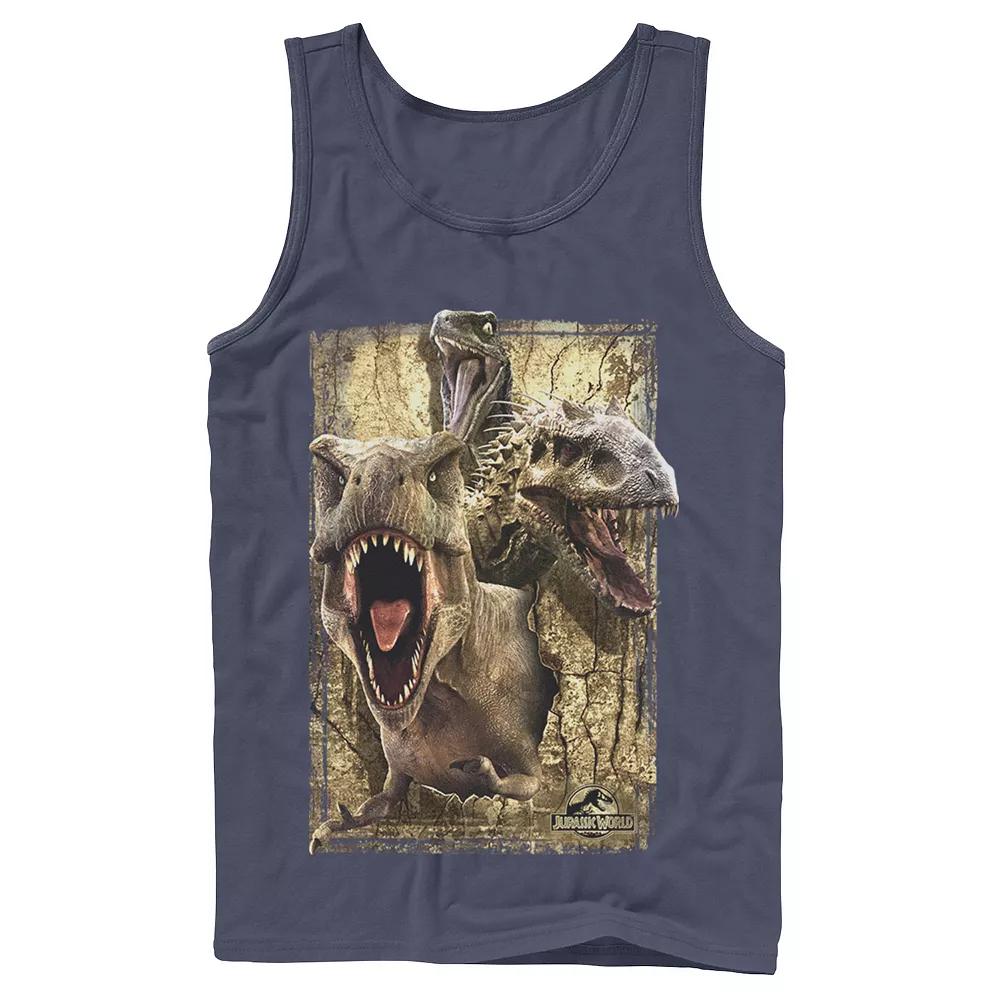 Men's Jurassic World T-Rex Indominus Rex & Raptor Tank Top,  Product Image