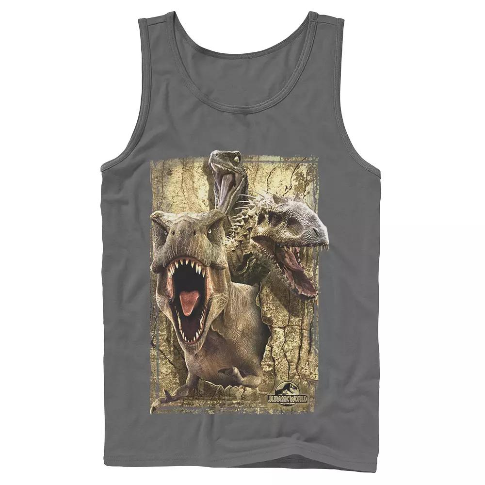 Men's Jurassic World T-Rex Indominus Rex & Raptor Tank Top,  Product Image