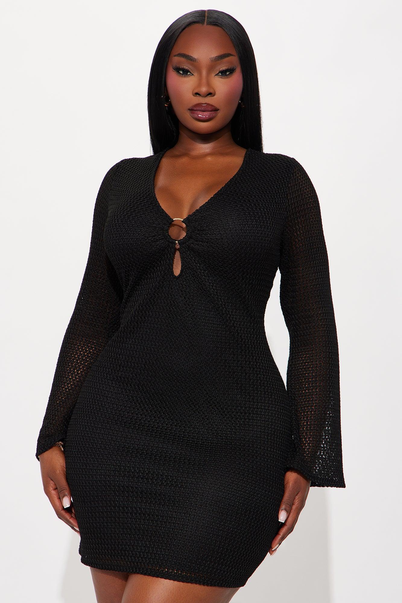 Find Me Poolside Crochet Mini Dress - Black Female Product Image