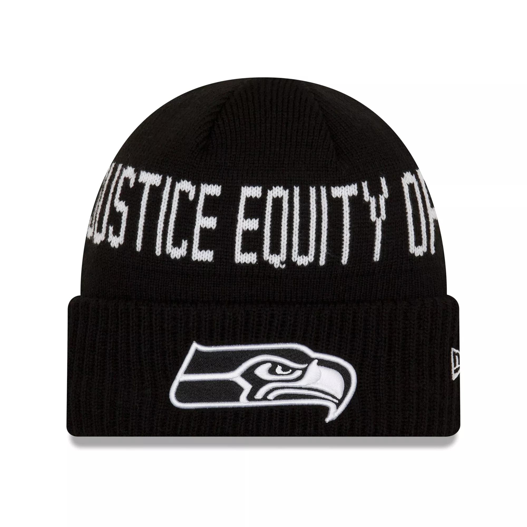 Men's New Era Black Seattle Seahawks Team Social Justice Cuffed Knit Hat Product Image