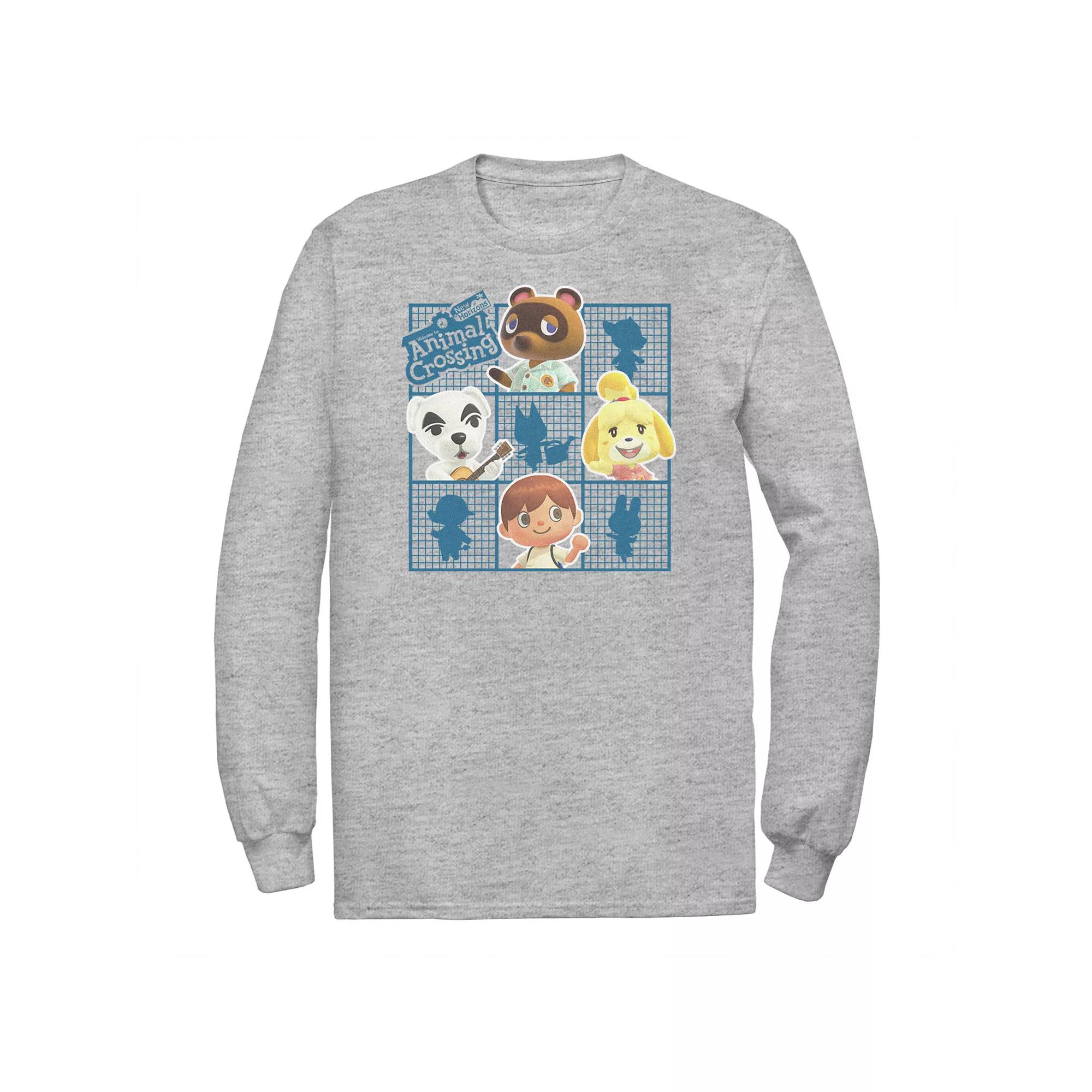Big & Tall Nintendo Animal Crossing Group Shot Grid Tee, Mens Athletic Grey Product Image