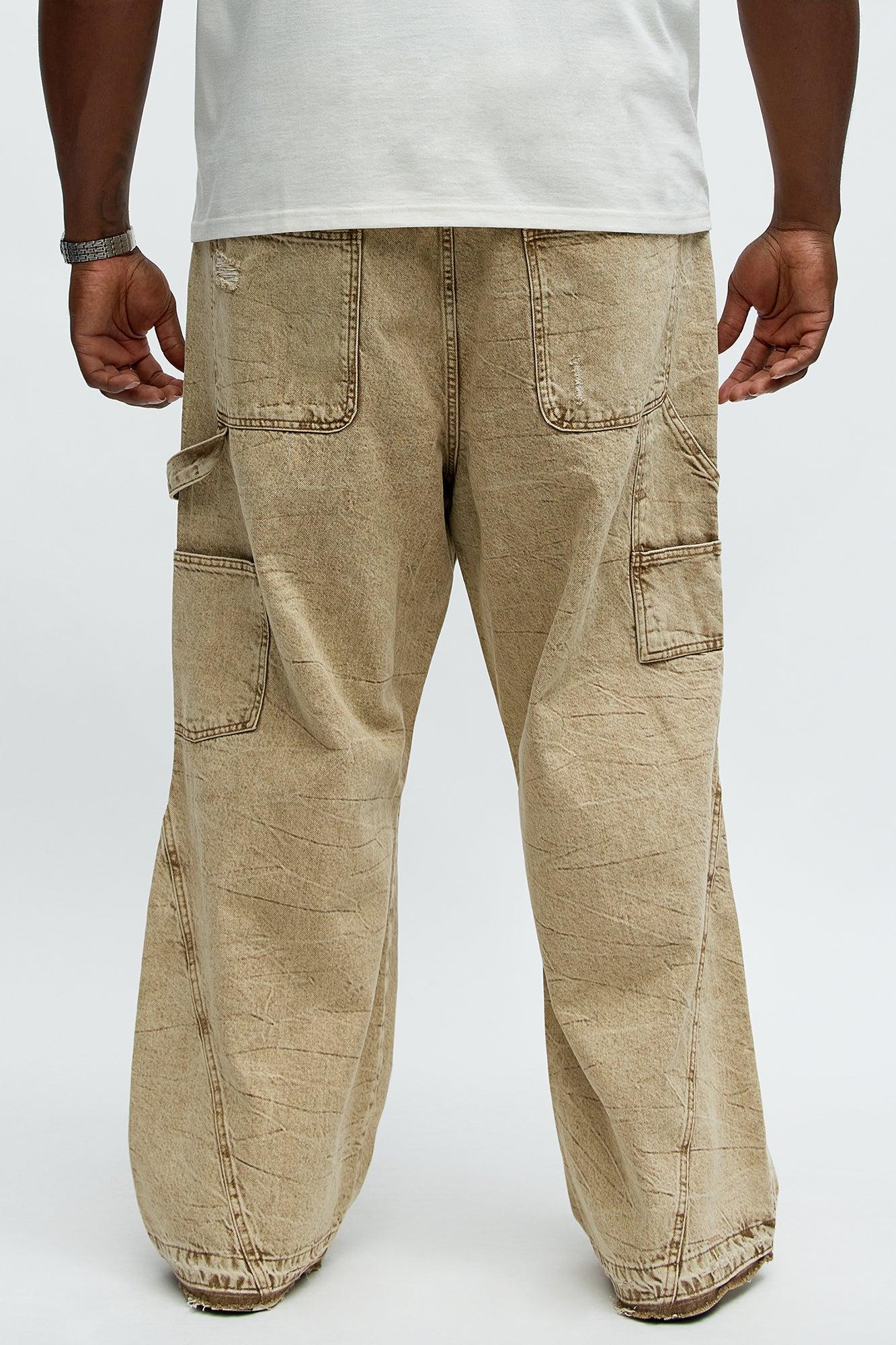 Fall Black Distressed Carpenter Baggy Jeans - Brown Product Image