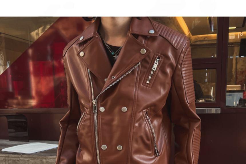Faux-Leather Biker Jacket Product Image