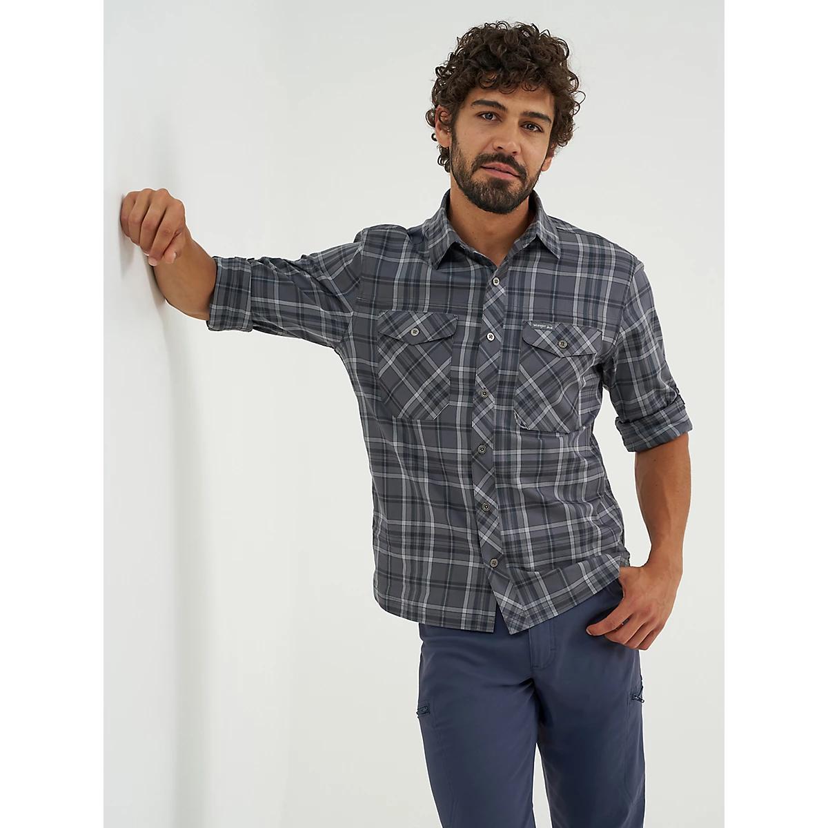 Men's Outdoor Stretch Plaid Shirt in Asphalt Product Image
