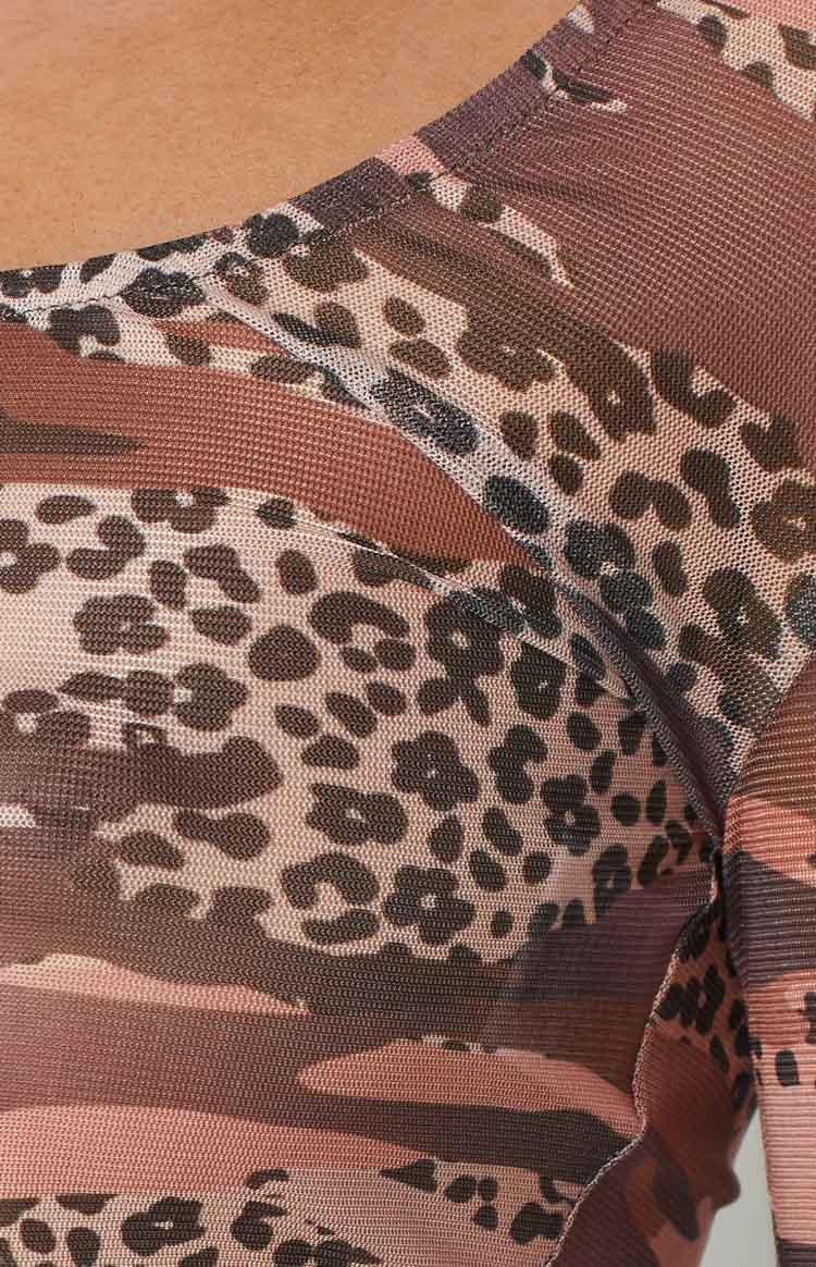 Undercover Brown Print Mesh Top Product Image