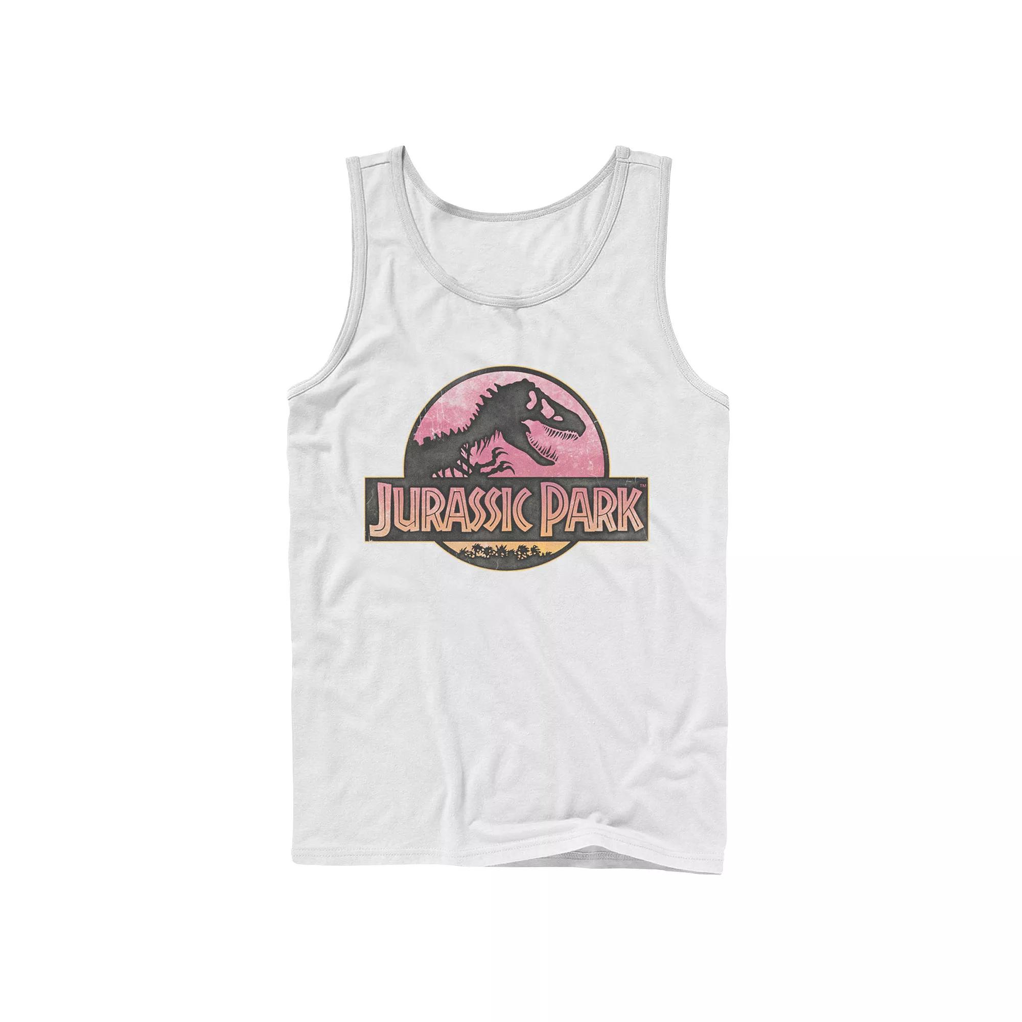 Men's Jurassic Park Logo Gradient Sunset Graphic Tank Top,  Product Image