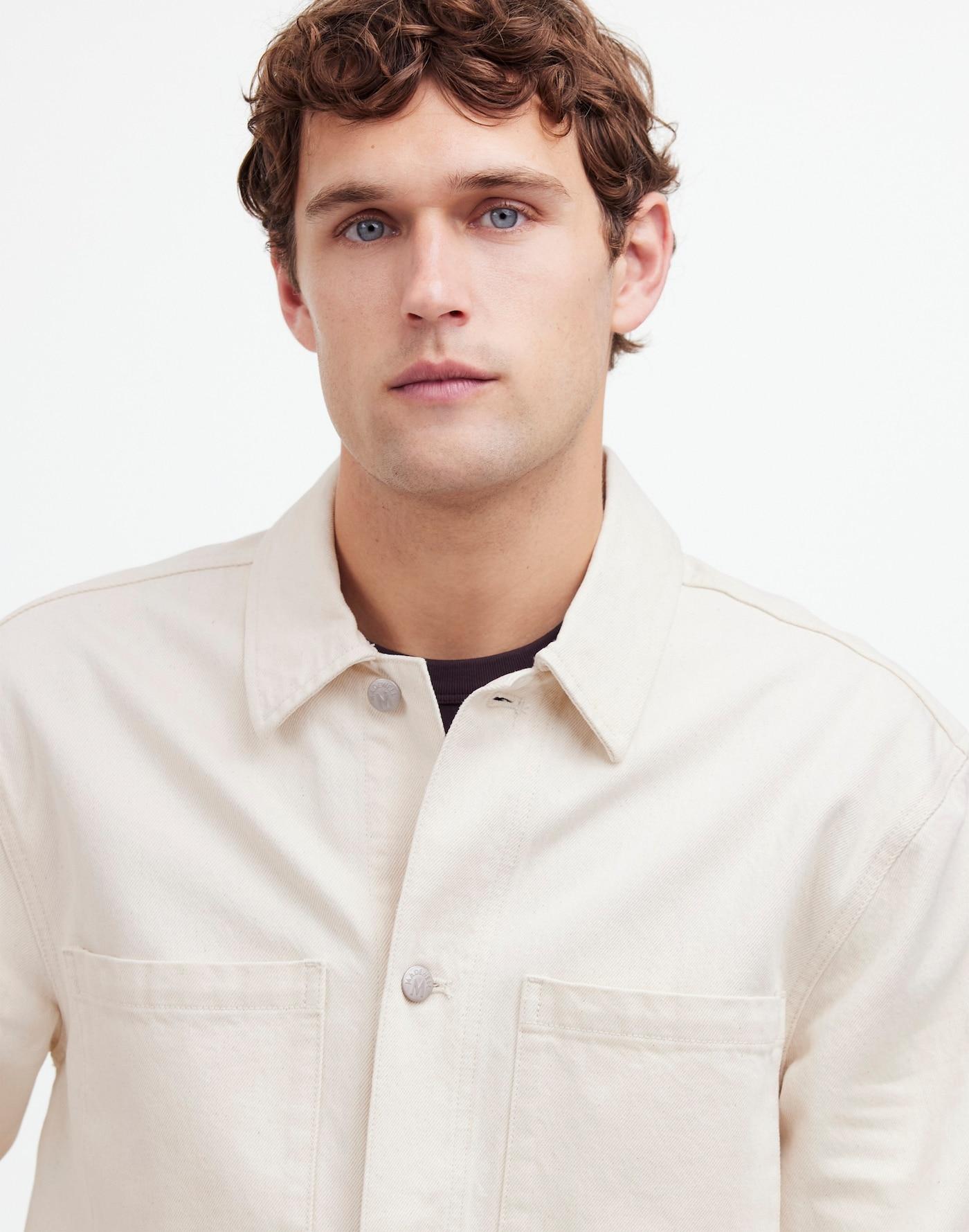 Denim Shirt-Jacket in Ecru Product Image