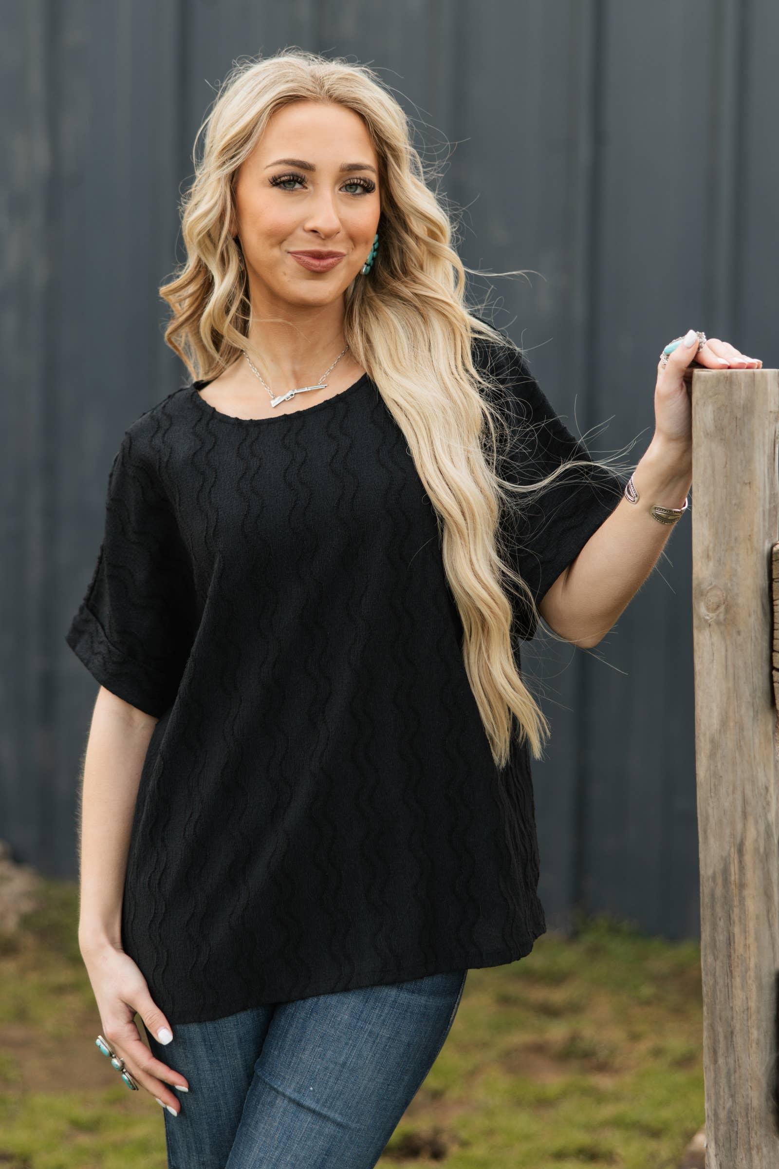 Textured Dolman Sleeve Top: HOT MAGENTA Product Image