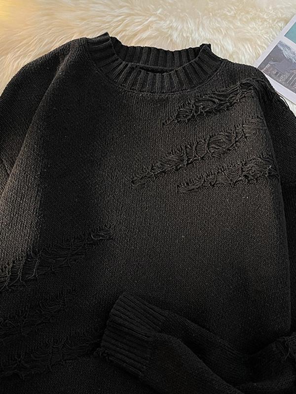 Men's Distressed Pullover Sweater Product Image